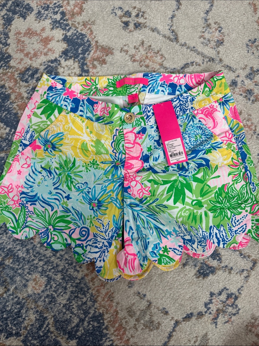Lilly Pulitzer Bright Pink, Green & Blue Scallop Hem Shorts